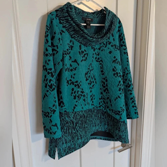 Ali Miles Green Asymmetrical Cowl Neck Tunic sz M - Picture 2 of 4